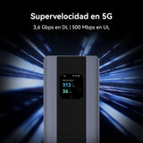 5G Mobile WiFi Pro 5, E6888, Wi-Fi 6 AX3000, 3.600 Mbps en DL/500 Mbps en UL, Zona Wi-Fi Móvil, Router Portátil con Tarjeta SIM, como Fuente de Alimentación Externa, 42 Meses de Garantía