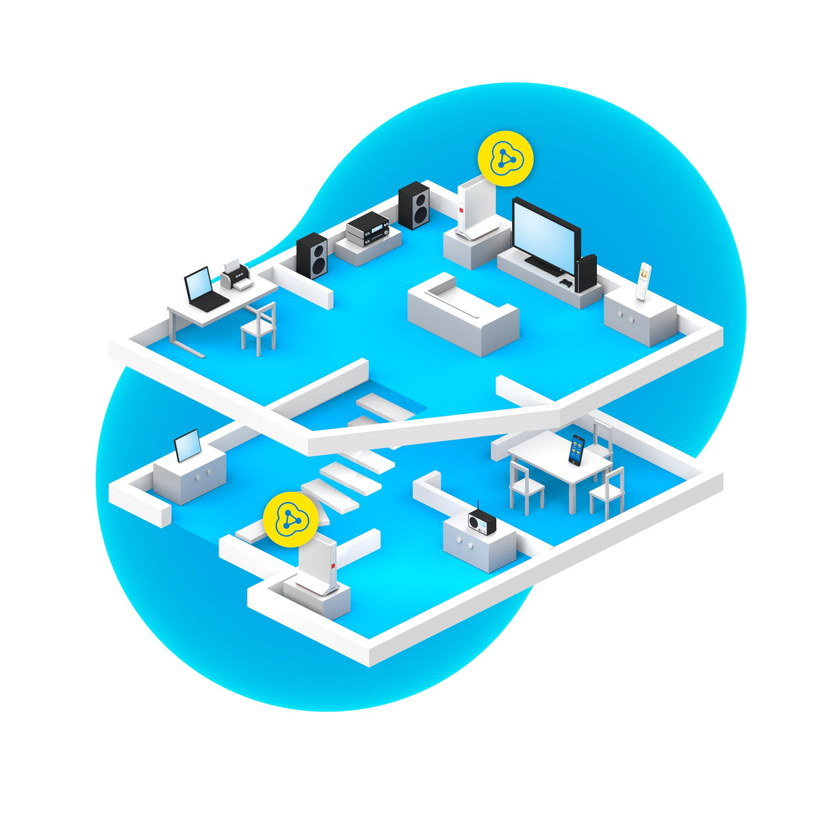 AVM Fritz! Mesh Wi-Fi Set 4200 International, Pack de 2 Fritz! Repeater 3000AX, Solucion Mesh hasta 4 estancias, WiFi 6 Tribanda con hasta 4.200 Mbps, 2 LAN Gigabit, Interfaz en Español
