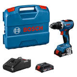 Bosch Professional 18V System atornillador a batería GSR 18V-65 (motor Brushless sin escobillas, 2 baterías GBA 18V 2.0Ah, cargador GAL 18V-20, L-Case)