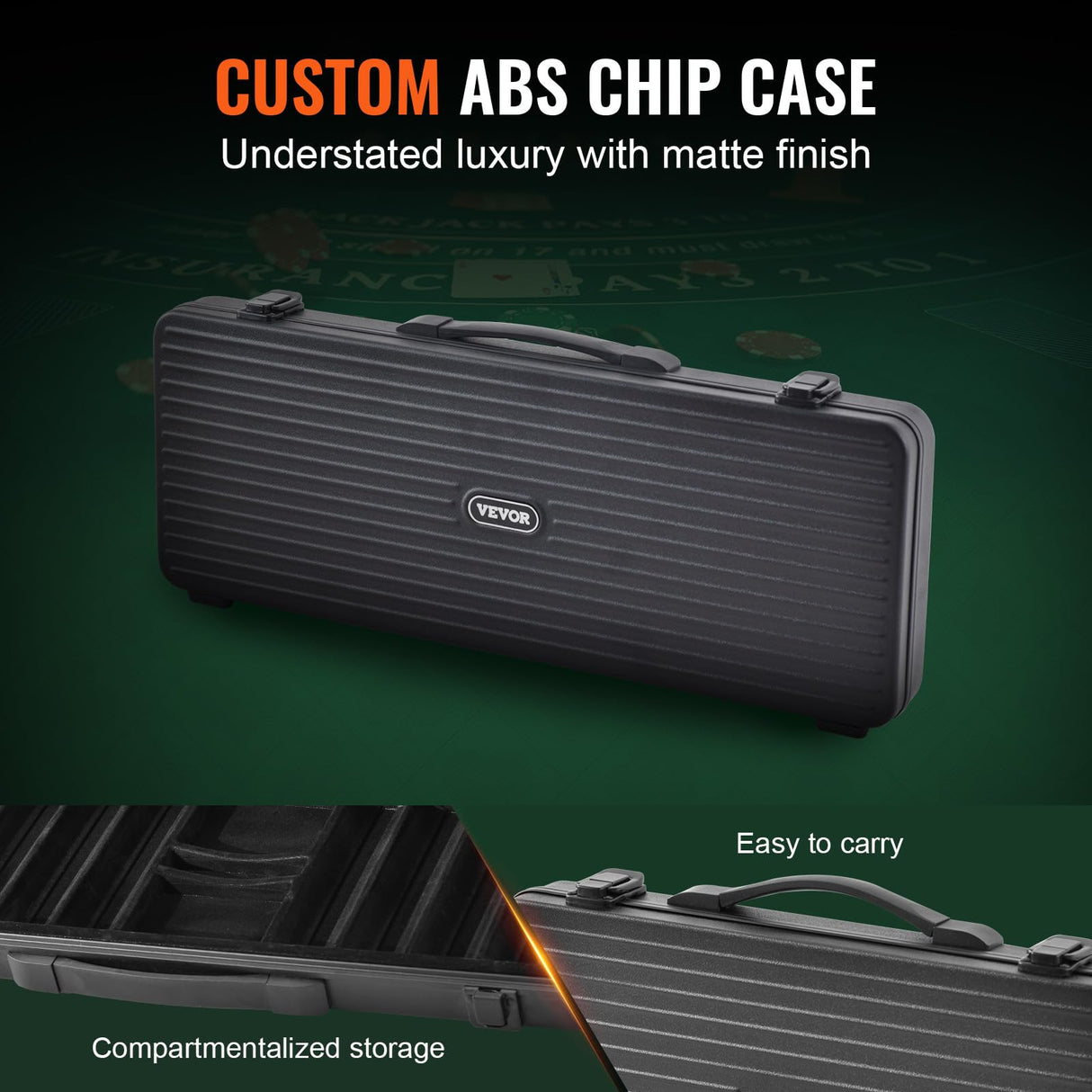 VEVOR Estuche de Póquer 500 Fichas de Póker de Clay y ABS 14g 40x3,3mm con 2 Barajas de Cartas Texas Holdem 1 Botón de Distribuidor y 2 Botones Ciegos para Juegos de Apuestas Blackjack Casino en Casa