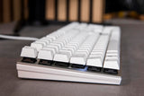CHERRY KC 200 MX, Teclado Mecánico de Oficina con Placa de Metal Anodizado, Distribución de Teclado Alemán (QWERTZ), con Cable, Switches MX2A SILENT RED, Blanco/Plateado