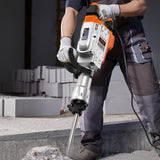 VEVOR Martillo de Demolición 3500W 60J 1900BPM Martillo Eléctrico con Cable 1-1/8" con 2 Cinceles Reemplazables Mango Giratorio 360° Rompe Hormigón Antivibración para Cincelar Construcción Fontanería