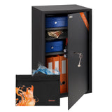 Brihard Business XXL Caja Fuerte con Llave Grande de 73x40x36cm con Bolsa A4 Ignífuga, para la Oficina 102L, con 3 Estantes Ajustables en Altura, para Documentos, Dinero y Joyas