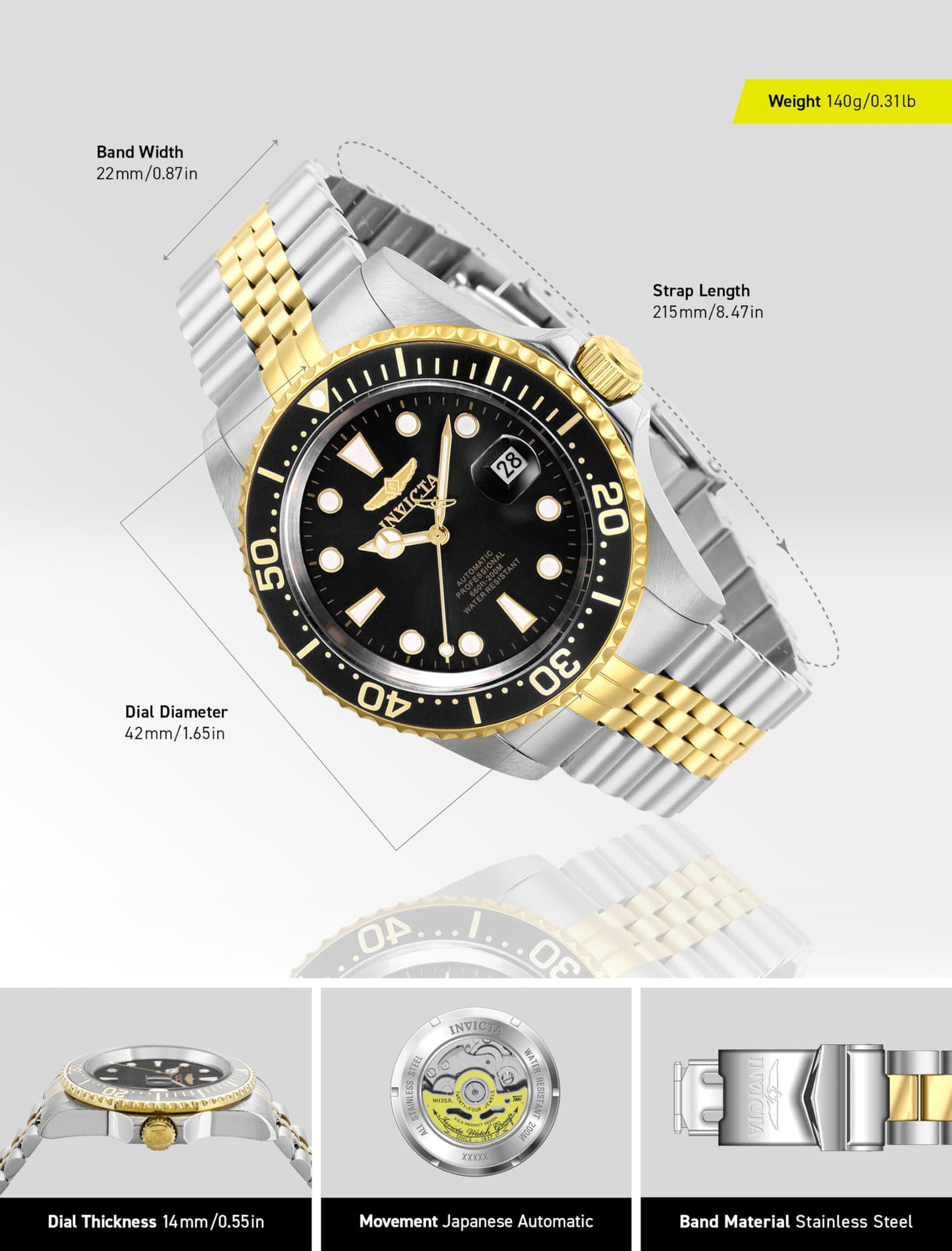 Invicta Pro Diver Reloj Automático para Hombre de acero inoxidable - 42mm