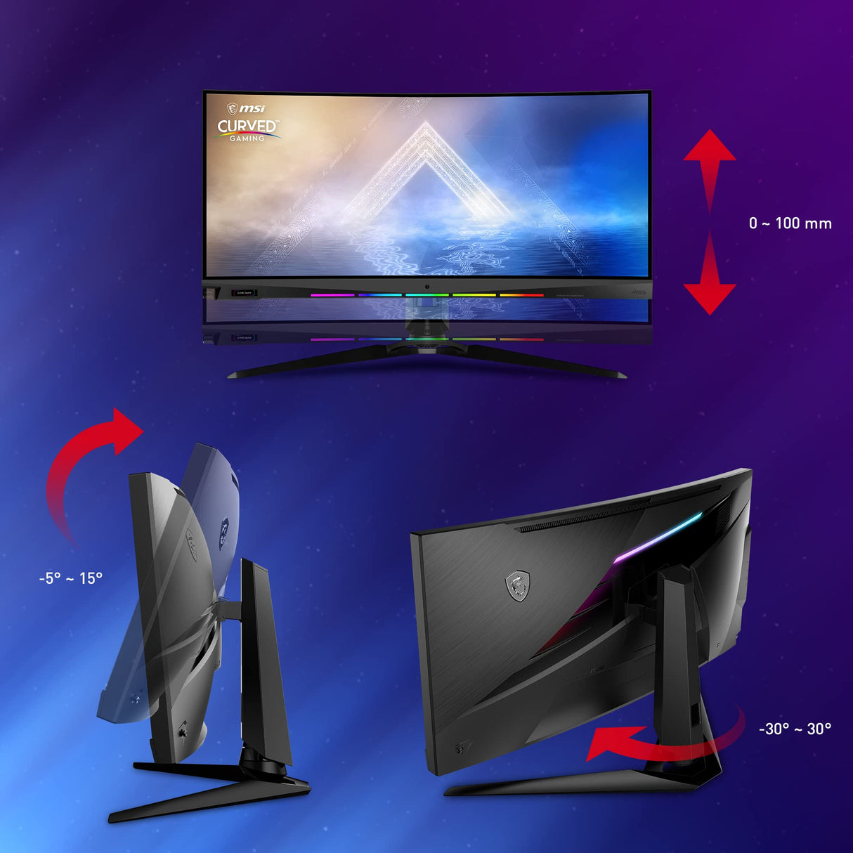 Msi Optix MEG381Cqr Plus - Monitor Gaming Curvo 2300R de 37.5”, G-SYNC, 3840X1600 (Wqhd), Rapid Ips, 600 Nits, Tasa De Refresco 175Hz, Tiempo de Respuesta 1Ms, Negro