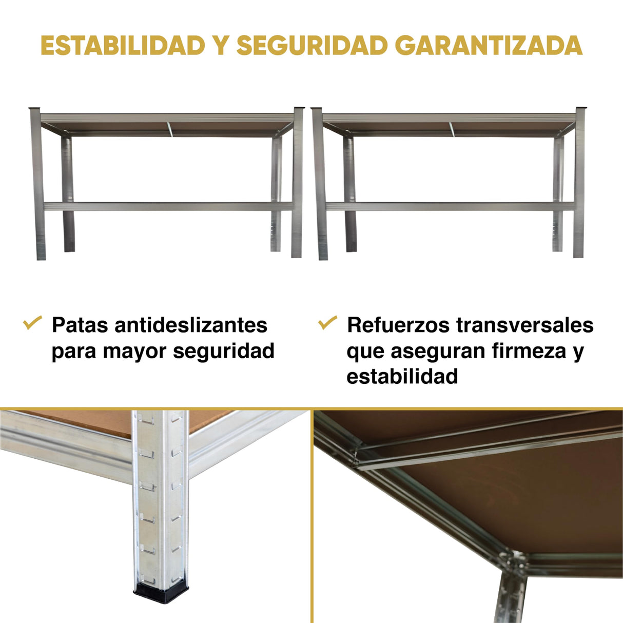 KG KITGARDEN Estantería Metálica Almacenaje de Acero Galvanizado con 4 Baldas de MDF, 180x150x40cm