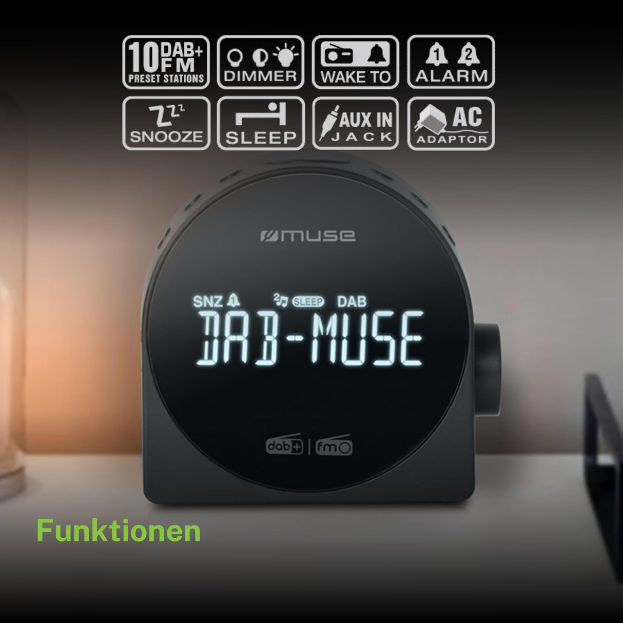 MUSE M-185CDB - Radio Digital para Reloj Dab+, Alarma Dual