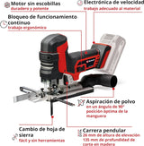 Einhell Professional Sierra de calar de batería TP-JST 18/135 Li BL Power X-Change (18V, 135mm profundidad de corte en madera, 26mm altura de carrera, sin escob., asa T-Style, 3 hojas, sin batería)