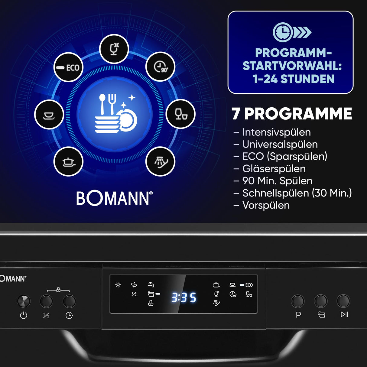Lave vaisselle encastrable 45cm Noir Bomann GSP7418-Noir
