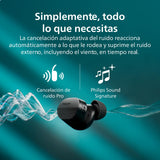 Philips TAT5000BK Auriculares pequeños in Ear Bluetooth Cancelación Ruido True Wireless - Graves dinámicos, Estuche de Bolsillo, 40 h reproducción, Llamadas claras, Desplazamientos o Deporte - Negro