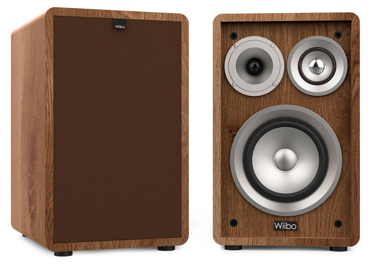 Wiibo Vintage 6 Nogal Altavoces Estantería 3 Vías 100W Pareja