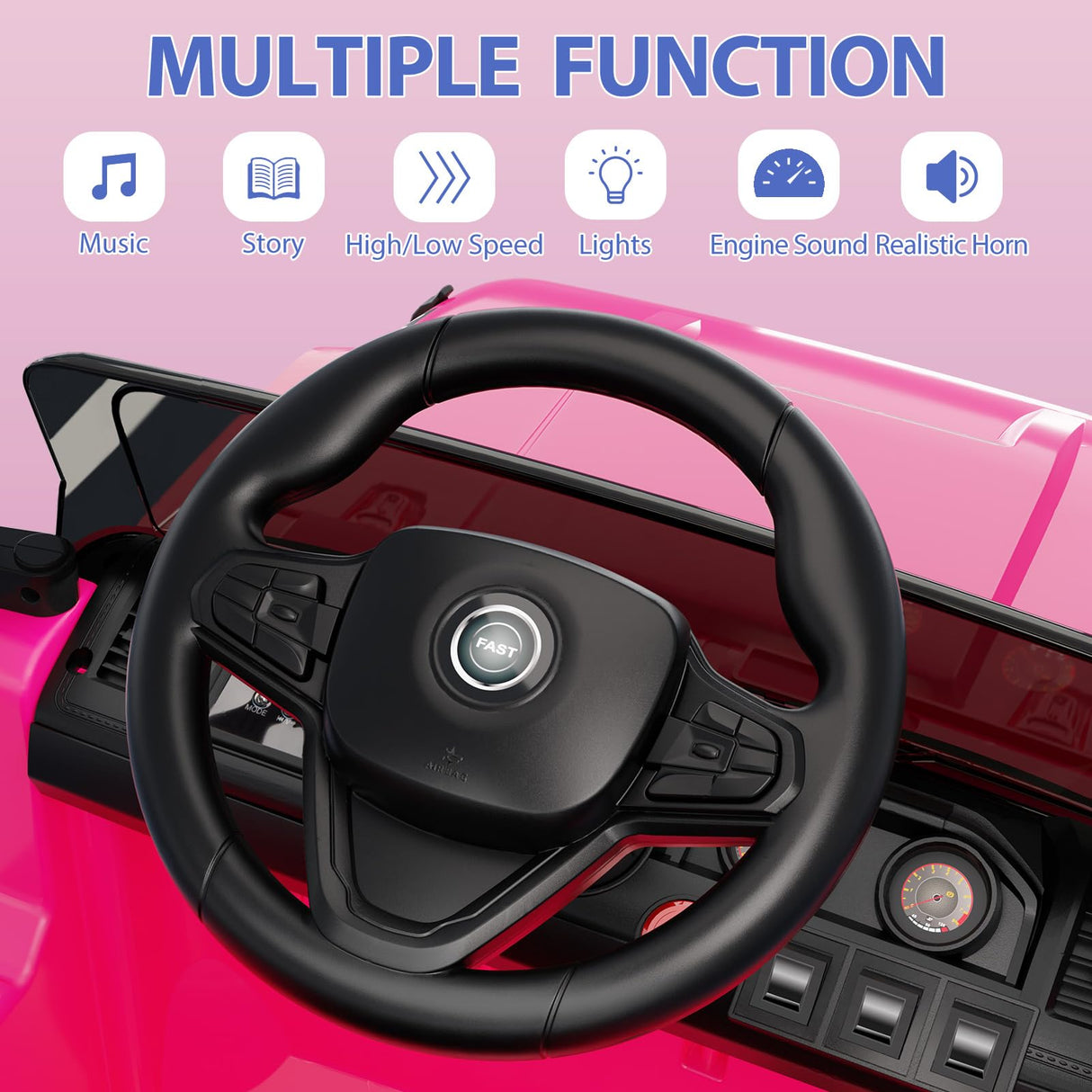Coche eléctrico para niños de 12 V, Coche Infantil con Mando a Distancia de 2,4 G, Coche eléctrico con Bluetooth, música, claxon y Faros, 3-6,5 km/h, vehículo Infantil eléctrico para niños de 3 a 8