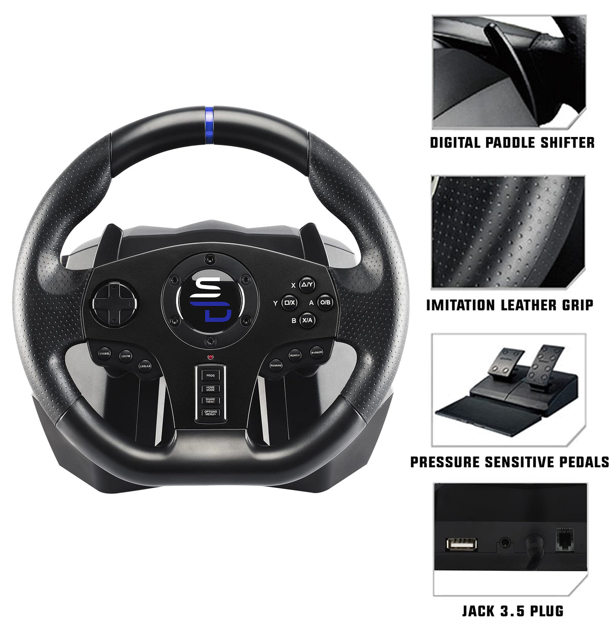 Subsonic - Superdrive, Volante De Carreras Sv750 Con Pedal, Cambio Y Vibración, Xbox Serie X/S, Ps4, Xbox One, Switch, Ps3, Pc (Programable Para Todos Los Juegos), Xbox Series X