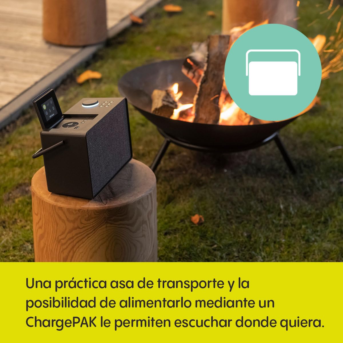 Pure Evoke Play Sistema de música versátil para Interiores y Exteriores (Radio Dab+ /FM, Radio por Internet, podcasts, Spotify Connect, Bluetooth en un Rico Sonido estéreo de 40W), Negro café