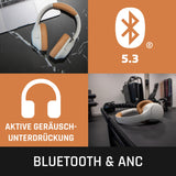 Lenco HPB-830 - Auriculares Bluetooth Over-Ear - ANC Active Noise Cancelling - Batería Bluetooth 5.3-400mAh - Entrada USB-C - Ecualizador a través de App - Gris