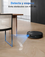 ECOVACS DEEBOT T50 Omni Robot Aspirador y mopa, 15.000Pa, Cepillo Lateral Extensible, ZeroTangle 2.0, estación Omni Todo en uno, mopa con Agua Caliente a 75℃ lultrafino de 81mm, Negro