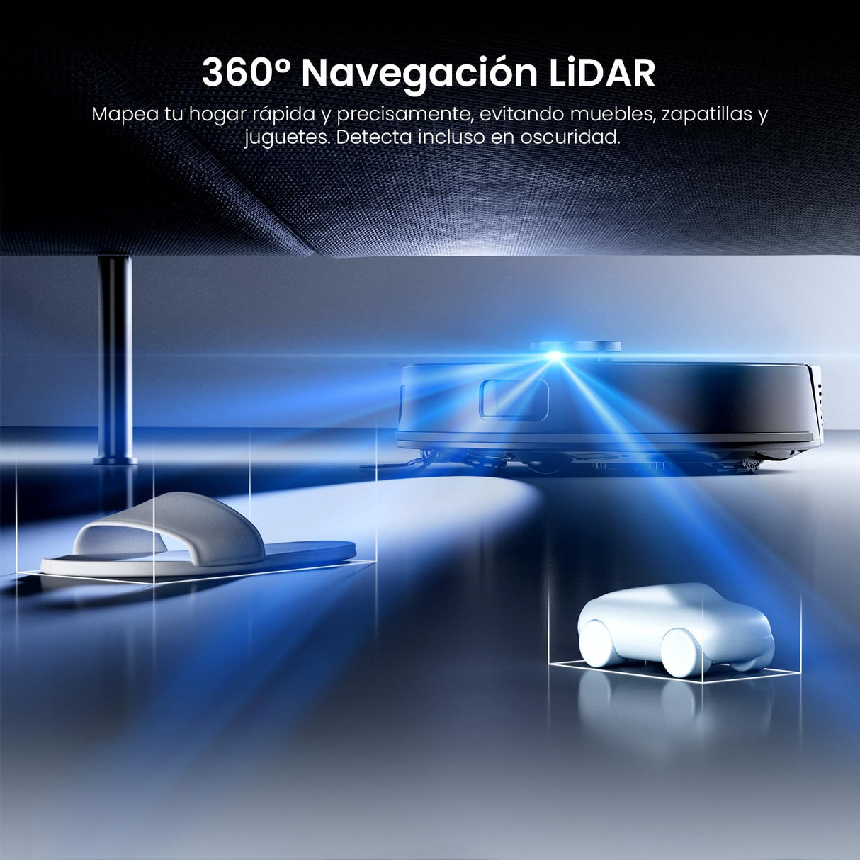 Proscenic Q8 MAX Robot Aspirador y Fregasuelos Potente 8000Pa/200 Min, Robot Aspirador con Sistema de Navegación Láser Inteligente, App y Alexa/Google/Siri, para Moqueta y Pelo de Mascotas/Suelos