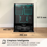 Bosch - Robot Aspirador Spotless MAX, BCRDW3B, aspira y friega, Potencia 11.000 Pa, Almohadillas giratorias, estación Seca-húmeda, Visión Inteligente luz estructurada, Bosch Home Connect App, Negro