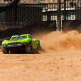 ARRMA Fury Mega 550 2WD Coche teledirigido 1/10 Short Course Truck, más de 30 km/h, actualizable, Incluye Accesorios, Verde ARA3221T1