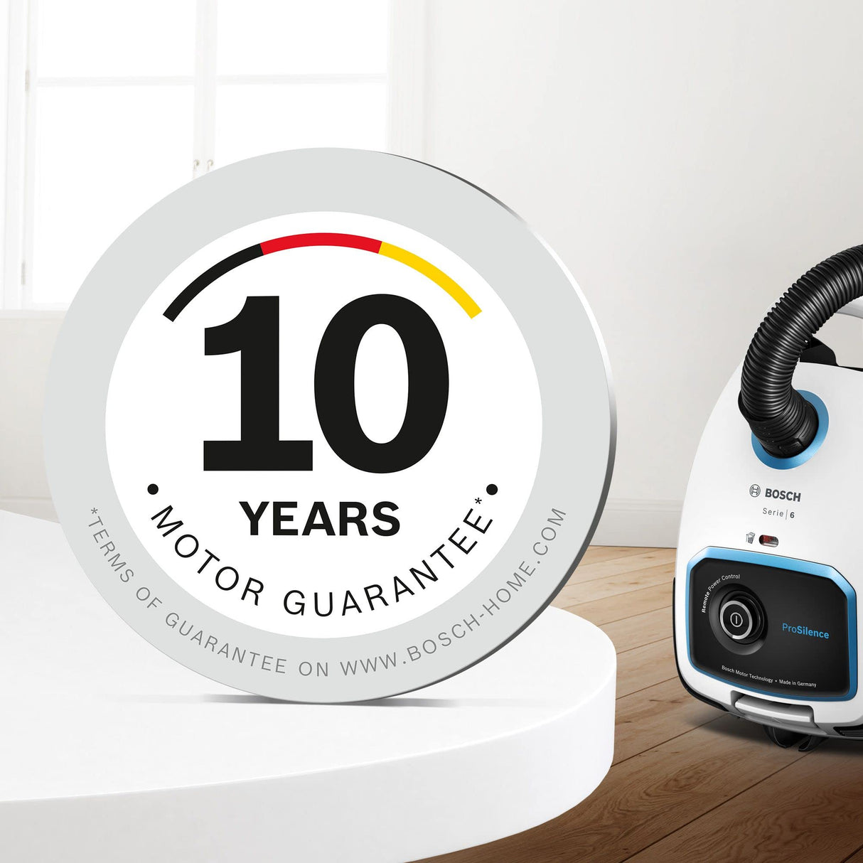 Bosch BGB6SIL1 - Serie, 6 Aspirador ProSilence Blanco de Bolsa, Recoge Cable automático, 4 L, iluminación LED