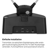TechniSat STEREOMAN ISI 3 - Auriculares inalámbricos estéreo para televisores y Equipos de música con Base de Carga, Color Negro