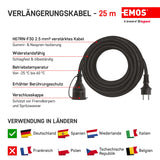 EMOS Cable alargador Schuko de 25 m, Cable de extensión de Goma para Exteriores (IP44), H07RN-F3G 2,5 mm2