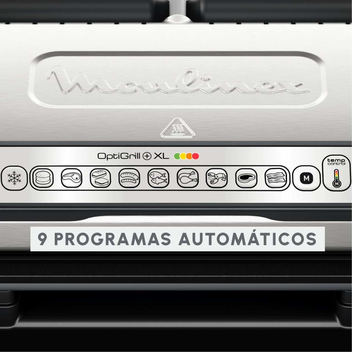 Moulinex Optigrill+ XL, parrilla eléctrica de interior, ideal para cocinar carne, pescado y verduras, indicador de cocción y 9 programas automáticos, placas antiadherentes, GI722D