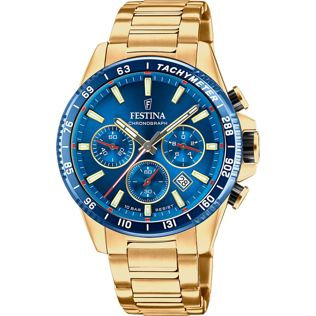 Reloj FESTINA para Hombre F20634/3 Timeless Chronograph Caja de Acero Inoxidable 316l Dorado Correa de Acero Inoxidable 316l Dorado