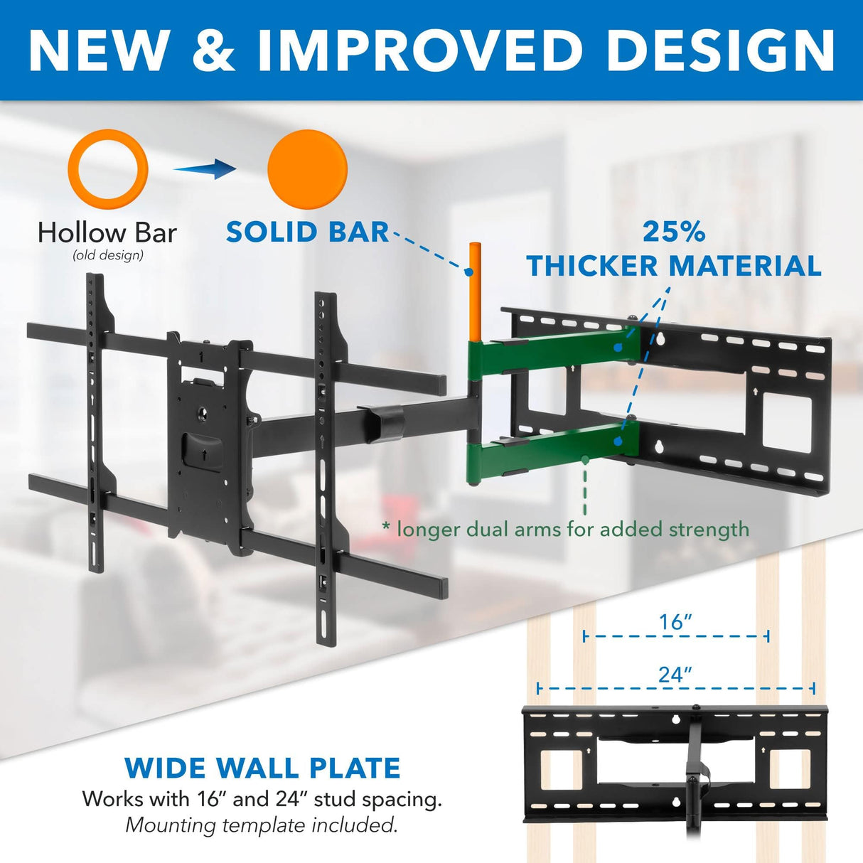 Mount-It! - Soporte de TV Brazo Largo, Movimiento Completo, articulado Extensible 1 m, para televisores 42, 47, 50, 55, 60, 65, 70, 75 y 80 Pulgadas, Compatible con VESA 800 x 400 mm, soporta hasta