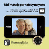 Mirilla digital AYR 754. Acabado níquel mate/latón.