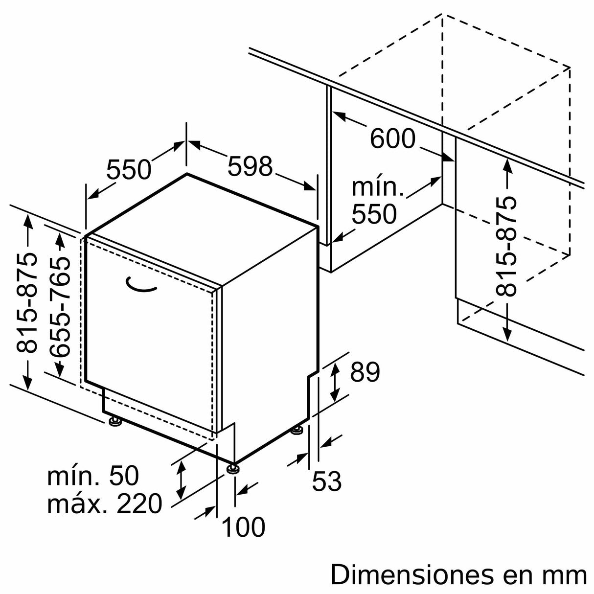 Bosch - Lavavajillas integrable, 60 cm. de ancho, Serie 2, Home Connect, Extra Secado, Blanco, SMV2ITX09E