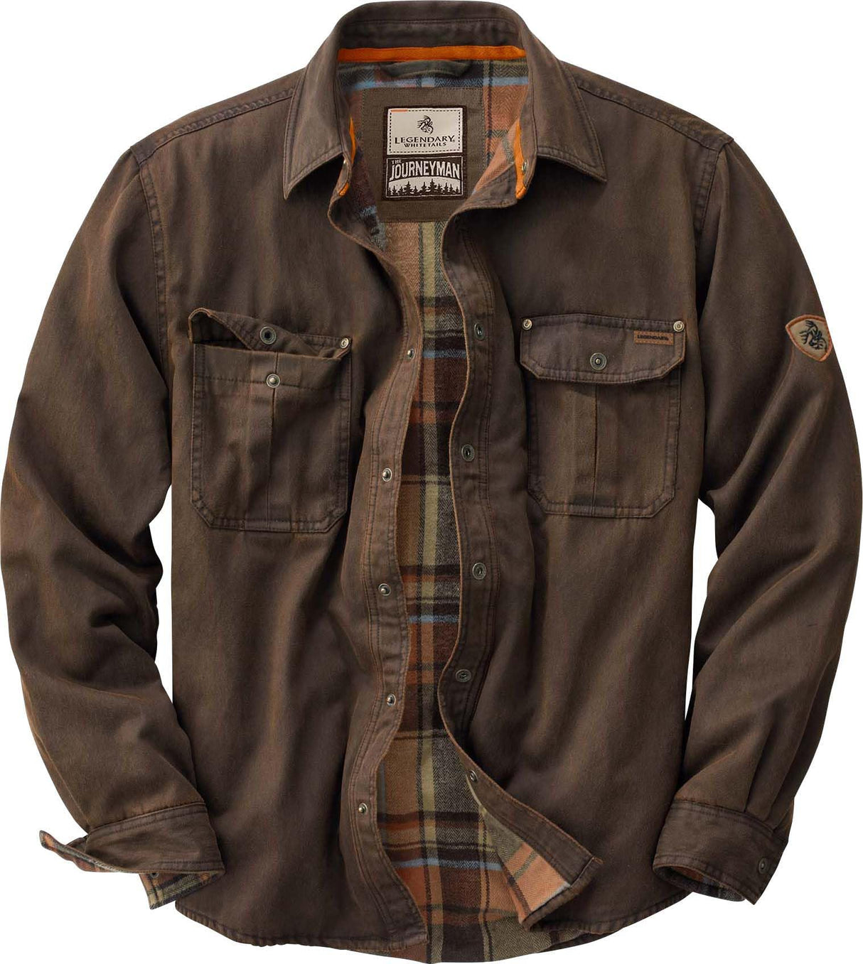 Legendary Whitetails Flannel Lined Shirt Jacket Waxed Cotton Water Resistant Chaqueta, Tabaco, X-Large Alto para Hombre