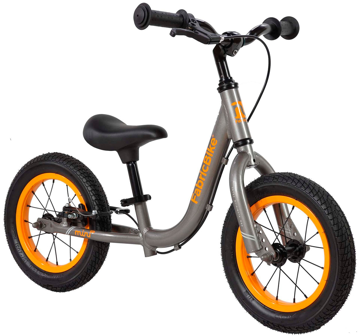 FabricBike Mini 12" - Bicicleta sin Pedales para niños, 18 Meses - 3 años. Bici Ultraligera de Aprendizaje con Manillar y Sillín Ajustables. (Mini Pro Graphite & Orange)