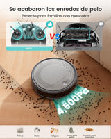LEFANT M310 Robot Aspirador, 4500Pa Succión, 180 min Autonomía, 6 Modos de Limpieza, Evitación de Obstáculos 4cm, App/Alexa, Ideal para Pelo de Mascotas, Alfombras y Suelos Duros, Gris