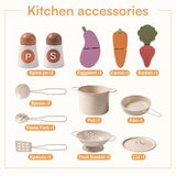 ROBUD Cocinas de Juegos de Madera para niños, con vajilla, ollas, ensaladera y Verduras. Adecuado para niños a Partir de 3 años