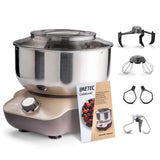 Imetec CakeLover, Batidora planetaria para dulces, Cremas y masas saladas, equipada, Compacta, 1500 W, Recipiente de acero inoxidable, 5 Litros, 6 Velocidades, Recetario, Color Negro/Beige