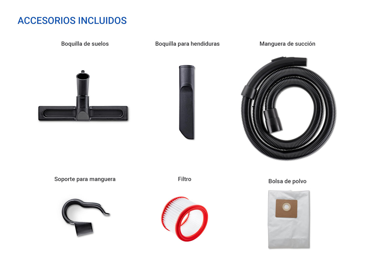 Nilfisk Multi II 30L T Aspirador de Agua y Polvo Potente - Aspiradora de Bricolaje para Sólidos y Liquidos, Seco y Húmedo, Exterior e Interior (1400 W)
