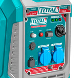 TOTAL - Generador Eléctrico a Gasolina | Insonorizado Inverter 3.3kW | Salidas USB y Toma 250V | Bajo Nivel Sonoro 64dB | Portátil 25kg, Verde, 55l x 55an cm, Plástico