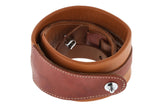 GEWA Correa para guitarra serie Prestige, cuero auténtico, ancho 65 mm, largo 103-139 cm, Cierre de seguridad: cromado, arena seca/marrón, marrón medio/marrón, hecho a mano en Europa