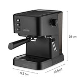 Ufesa Varese Cafetera Compacta Espresso y Capuccino, 1050W, Vaporizador Orientable, 20 Bares, 1 o 2 Cafés, Depósito 1.5L, Función Calienta Tazas