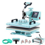 VEVOR 8 en 1 Máquina de Prensado por Calor con Prensa de Vaso de 887 ml, 300 x 380 mm, Prensa Térmico con Giro de 360° con Control Digital Preciso para Camiseta, Taza, Sombrero y Plato, Verde