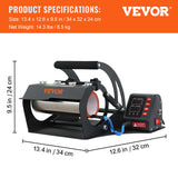 VEVOR Prensa Térmica para Tazas 560W 11oz 30oz Prensa de Tazas 0-428℉ Negro Máquina de Prensado de Tazas 0-999s para Transferir Imágenes Coloridas a Tazas de Cerámica, Tazas de Café y Vasos