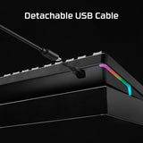 HyperX Alloy Rise - Teclado mecánico para juegos intercambiable en caliente, PC, sensor de luz ambiental, montaje en junta, interruptores lineales