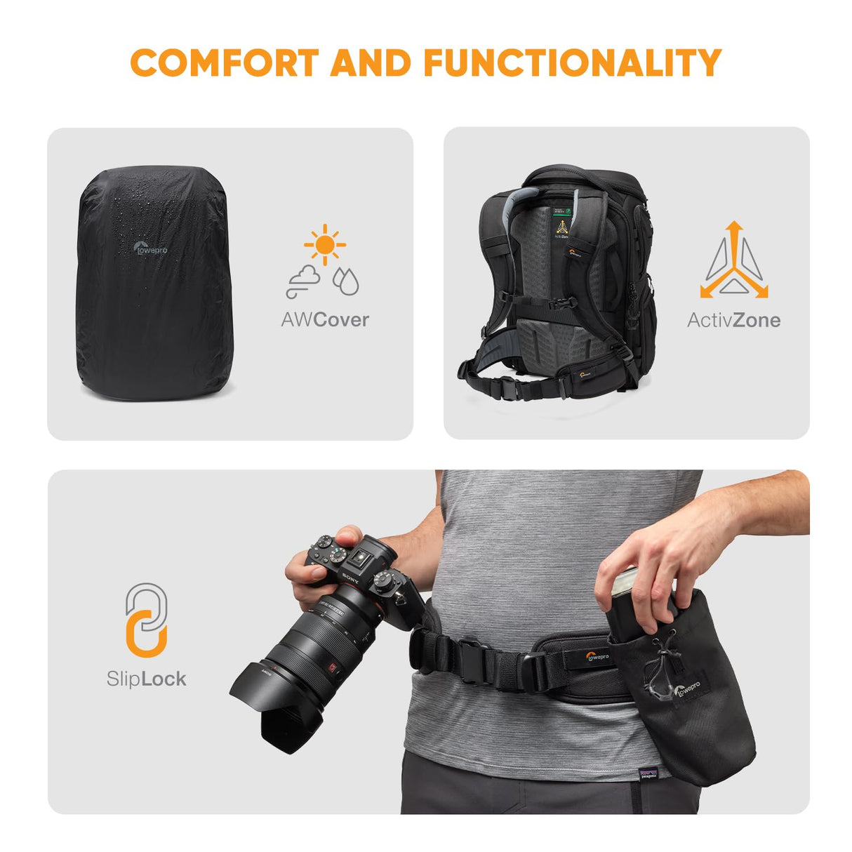 Lowepro ProTactic BP 450 AW III, versión Actual Mochila para Cámara, Acceso 4 Puntos, Bolsa Profesional Cámara, DSLR/Dron/Sin Espejo, Portátil hasta 16", Protector Lluvia, Videógrafo, Volumen 28L
