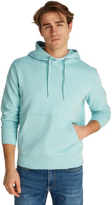 Calvin Klein Hoodie Hombre Badge con Capucha, Azul (Fresh Mint), S