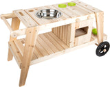 Cocina para Barro, en Madera Maciza e Impermeable para niños a Partir de 3, Cocina para Exterior con Accesorios y Ruedas