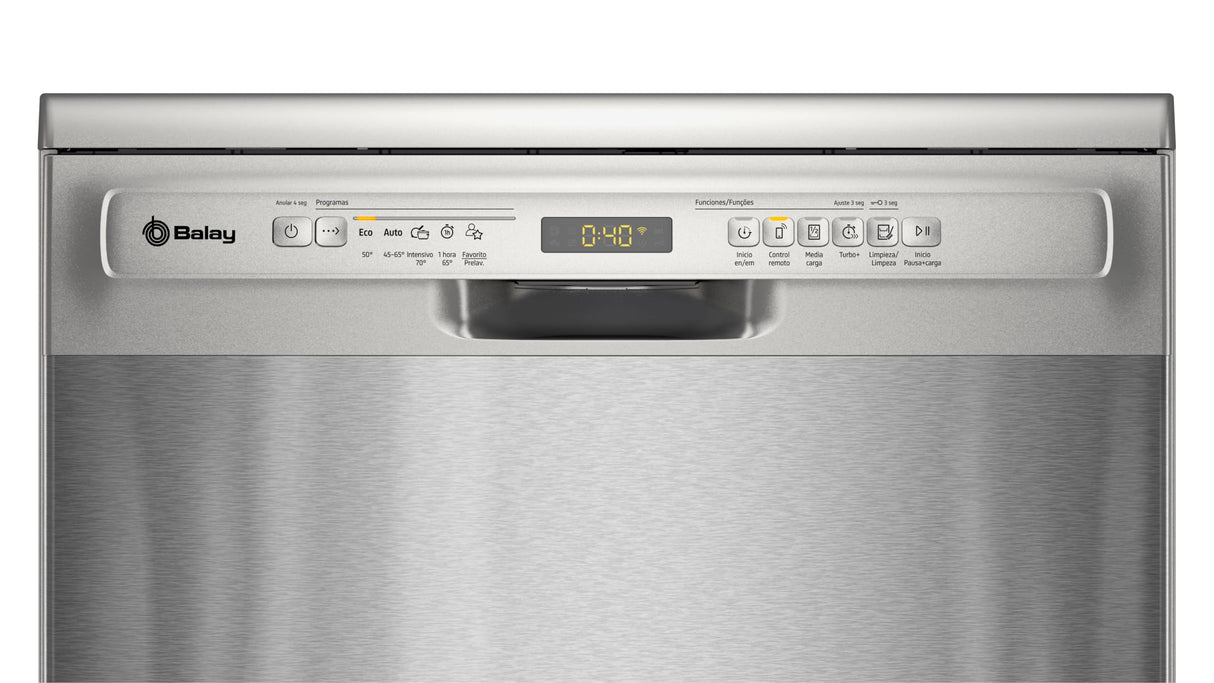 Balay Lavavajillas, Libre Instalación, 60 cm, Tercera Bandeja para Cubiertos, Motor ExtraSilencio, Home Connect, Acero Inoxidable Antihuellas, 3VS5331IP