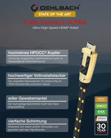 Oehlbach Carb Connect - Cable HDMI 2.1 ultra alto (8 K, 60 Hz, 4 K, 120 Hz, cobre hipercristalino (HPOCC) 4 capas, blindado, conductor interior separado, conector dorado de 24 quilates 1,2 m)
