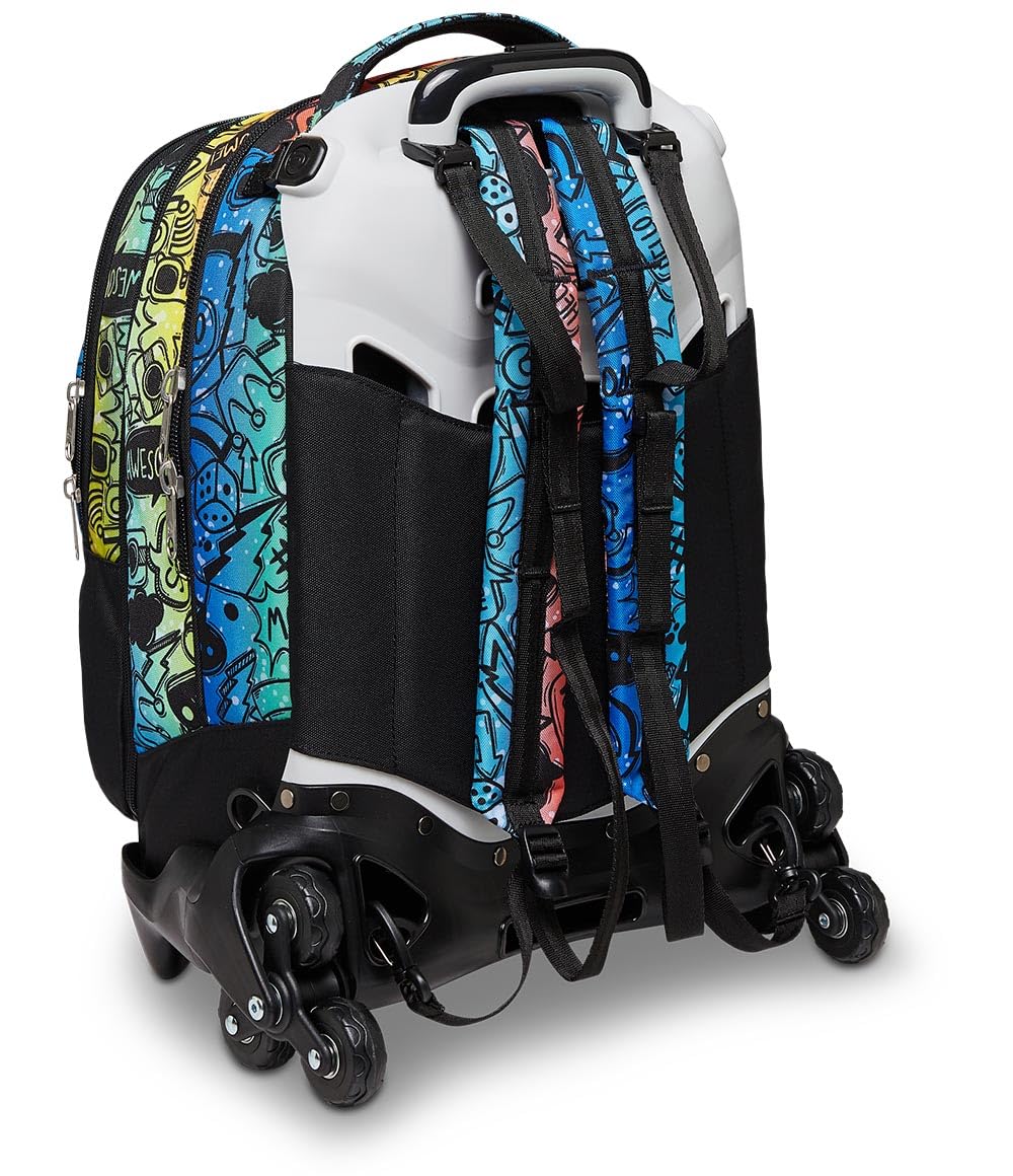 Seven Mochila con 3 Ruedas TROLLEY JACK-3WD - COLOUR EXPRESSION, Multicolor - Mochila 3 en 1, Escolar con Carro, Crossover System - Bolso Escolar Niños, Niñas y Adolescentes