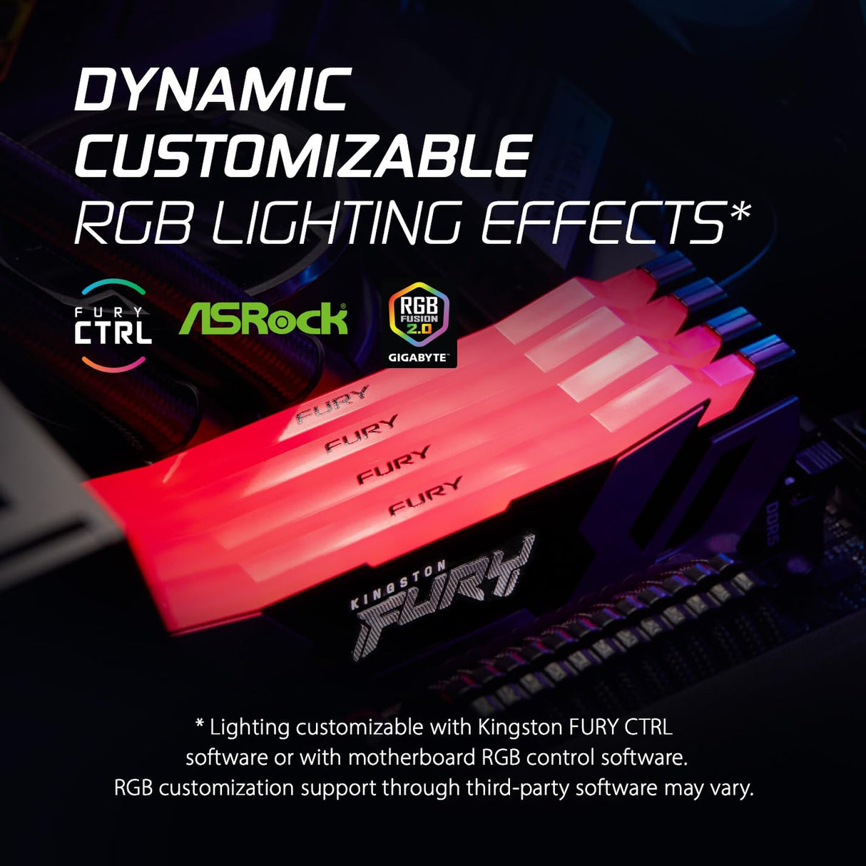 Kingston Fury Renegade DDR5 RGB 32GB 6400MT/s DDR5 CL32 DIMM Memoria gamer para Ordenadores de sobremesa Kit de 2 - KF564C32RSAK2-32